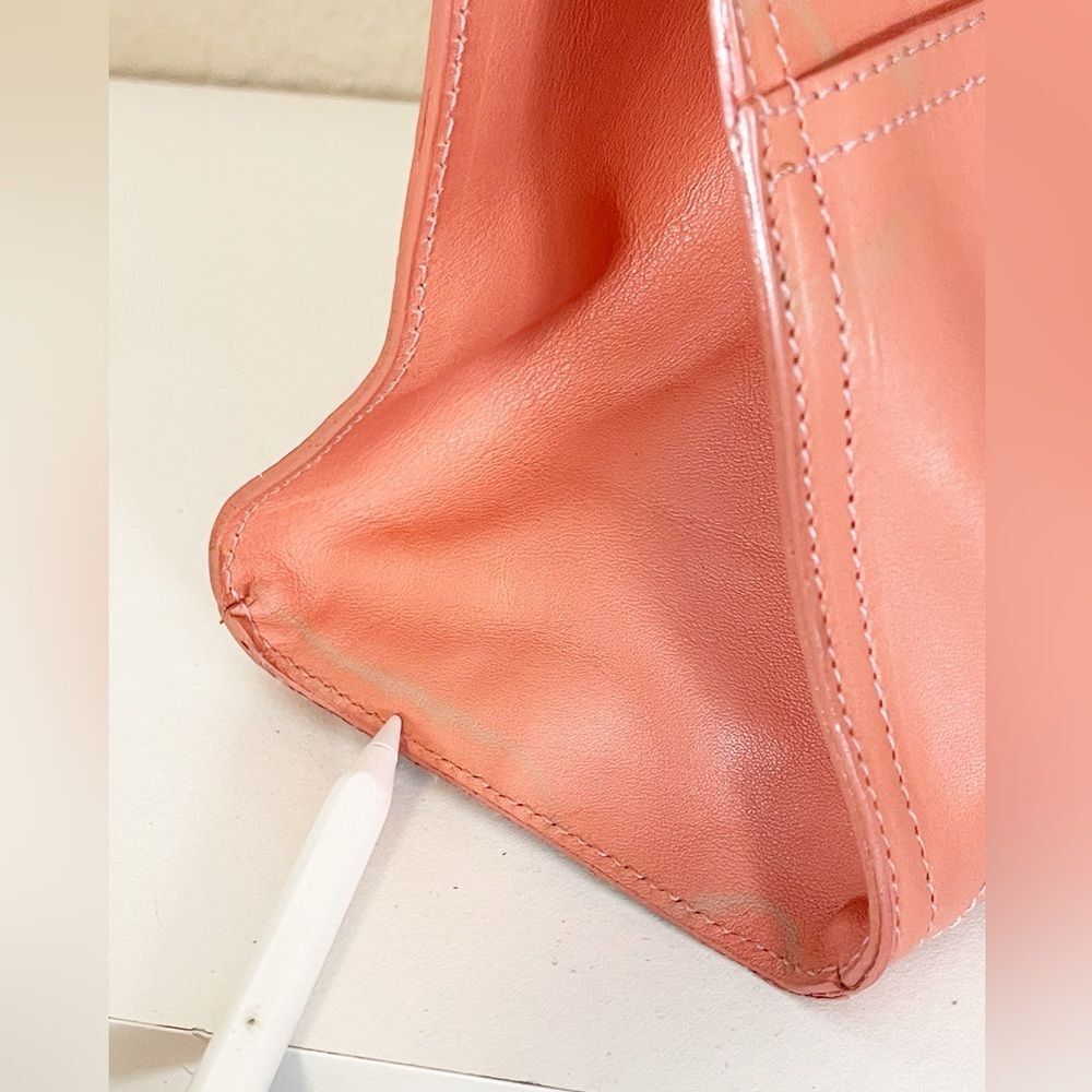 FURLA Coral Pink Leather Top Handle shoulder Tote Bag - Picture 13 of 16